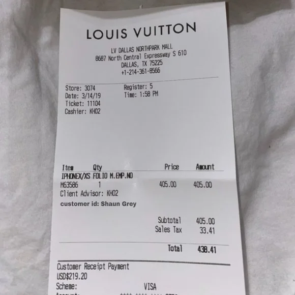 Louis Vuitton Black Leather Mono Folio Case Fits Most I Phones - Picture 2 of 9